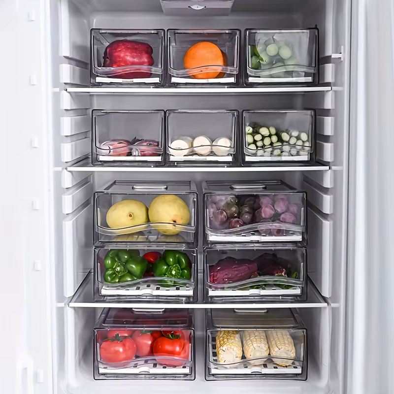 1pcKitchen refrigerator storage box drawer type fresh-keeping box eggs and meat food frozen finishing storage box