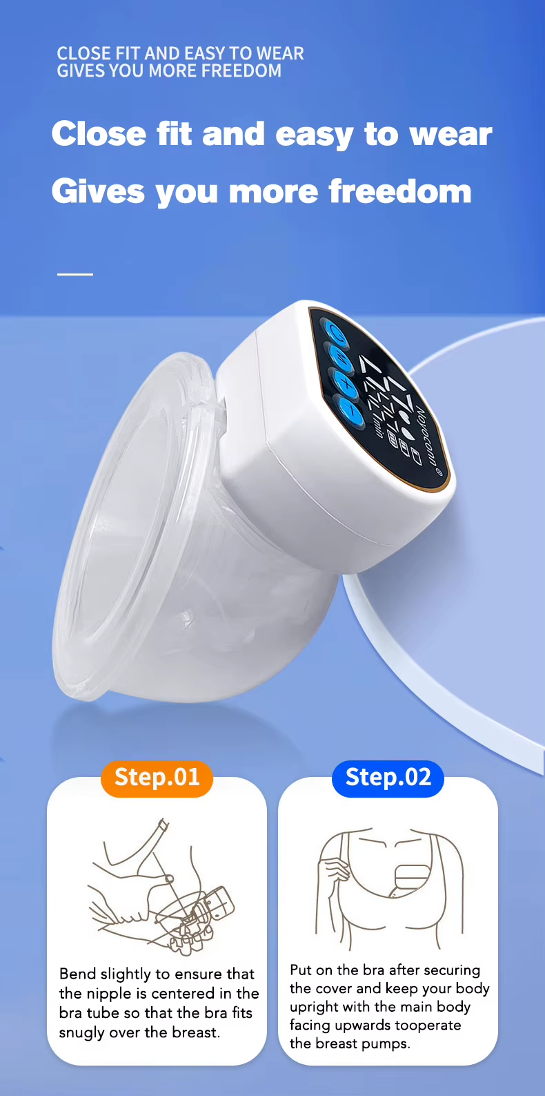 McAdo  Portable Double-sided White Breast Pump Silent Powerful Suction Electric Breast Pump For Baby BPA Free