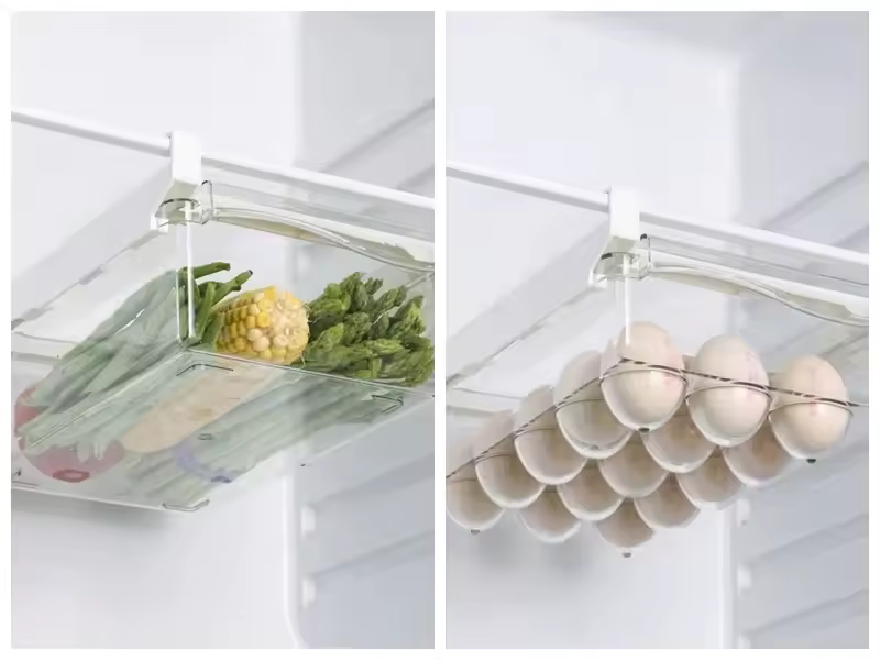 Fridge Organizer Fruit Egg Refrigerator Storage Rack Under-shelf Refrigerator Drawer Box Fresh-keeping Kitchen Organizer