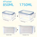 Fridge Food Storage Container Set with Lids with Strainer,Plastic Fresh Produce Saver Vegetable Fruit Meat Storage Organization