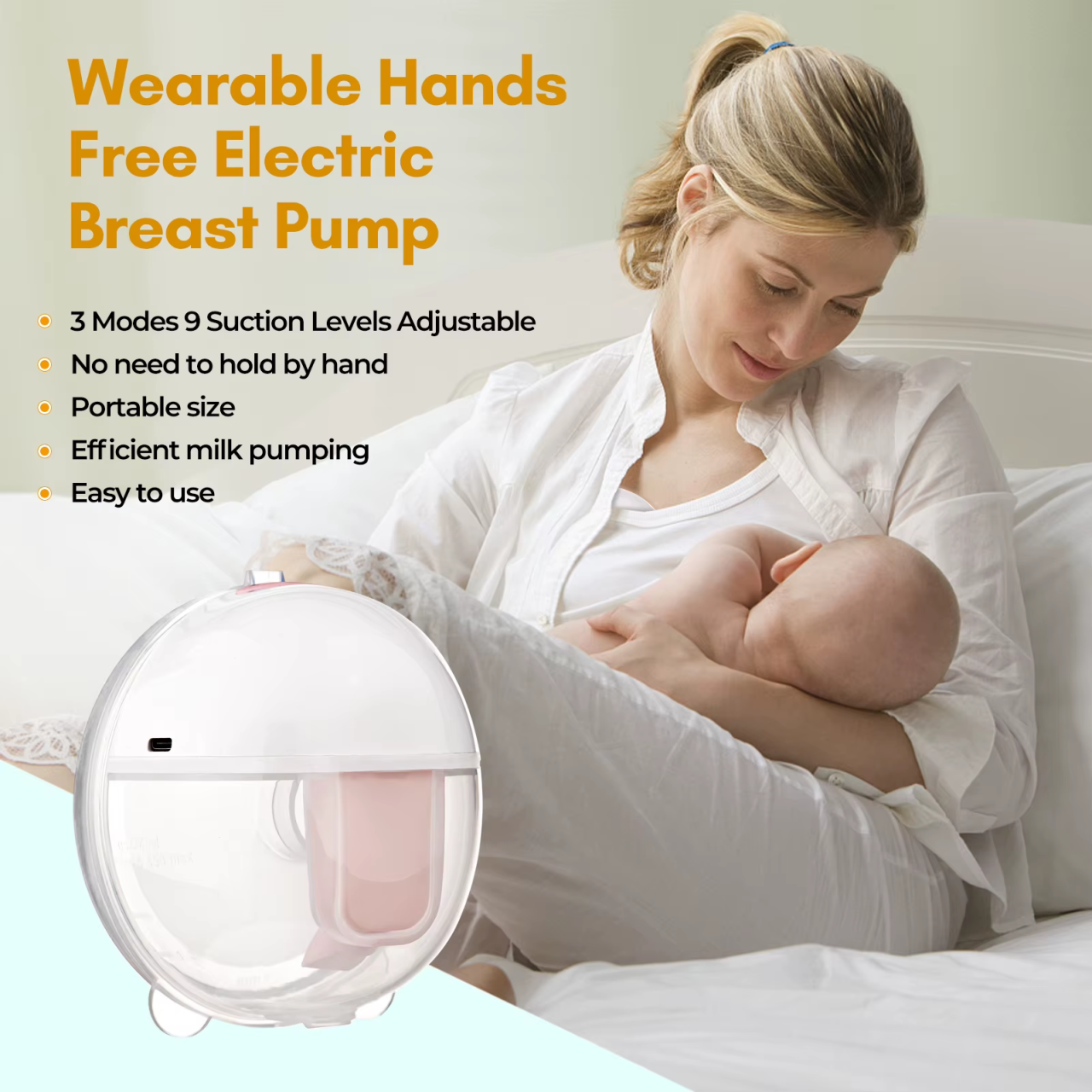 McAdo Wearable Breast Pump Hands Free Electric Portable Wearable Breast Pumps BPA-free Breastfeeding Milk Collector