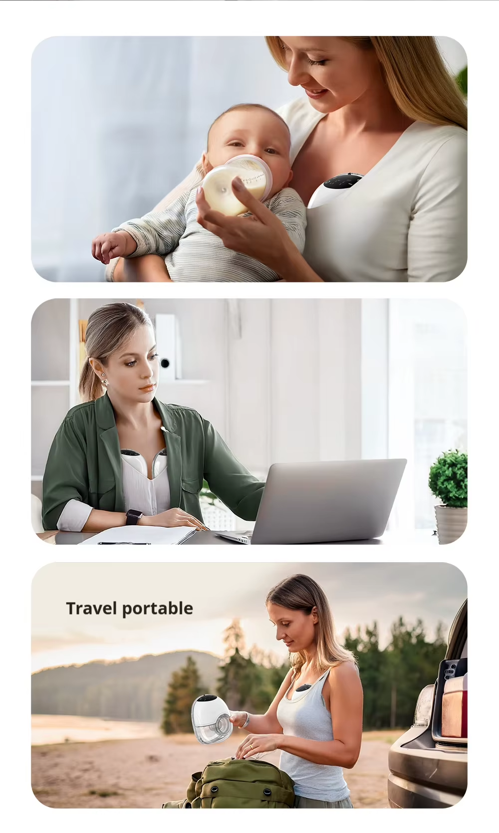 McAdo Wearable Breast Pump 180ML Hands Free Electric Portable Breast Pump BPA-free with LED Display 4 Modes & 12 Levels